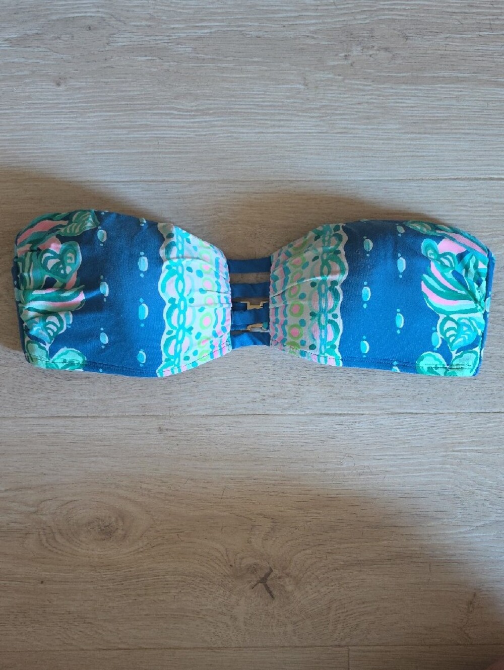 Lilly Pulitzer Blue Printed Strapless Bandeau Bikini Top - Picture 2 of 13